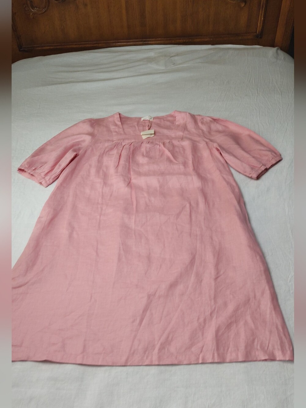Grae Cove Light Pink 100% Linen Midi Dress Natural XXL